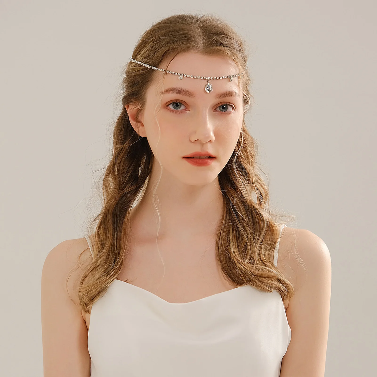 Bride Wedding Head Chain Jewelry Multilayer Forehead Long