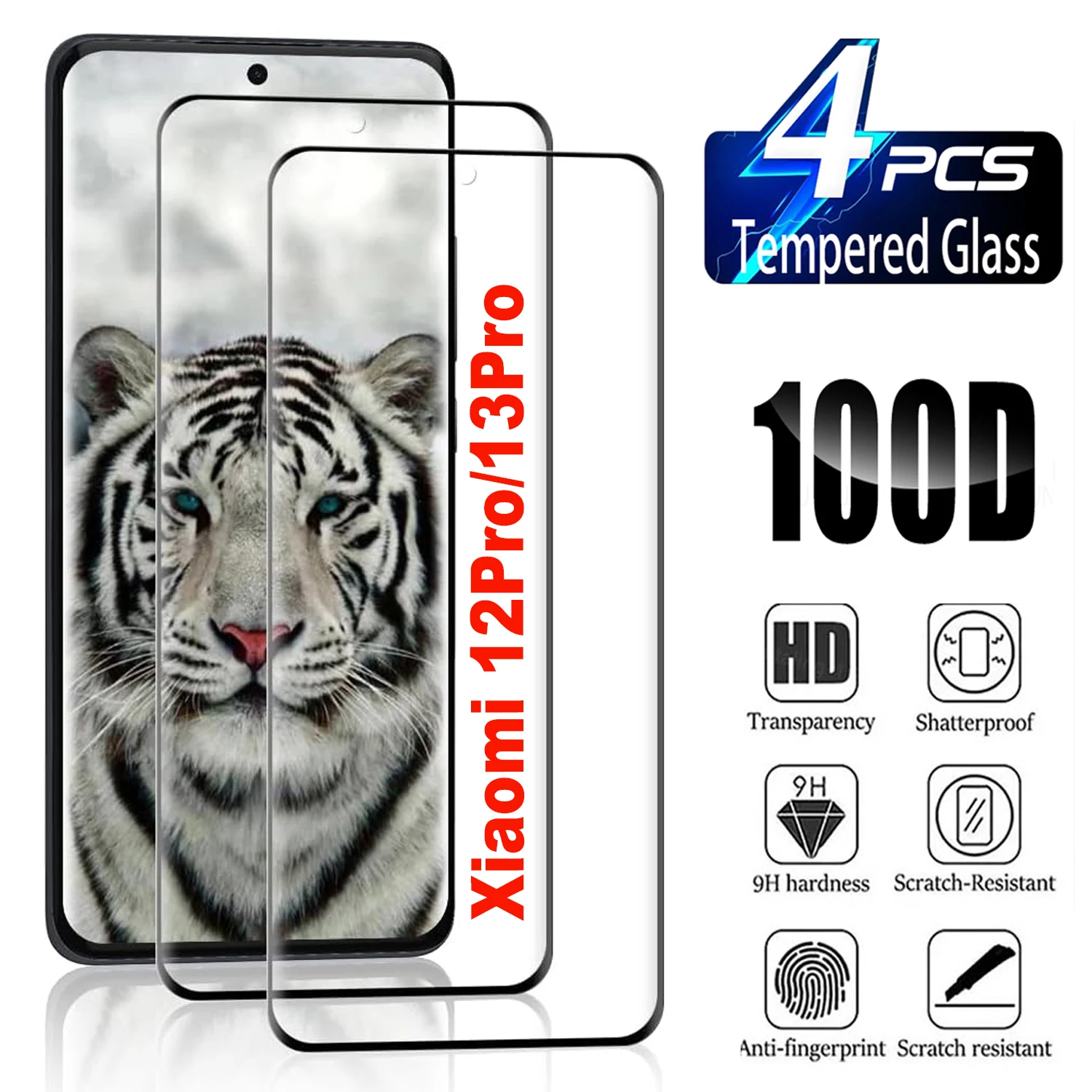 

2/4Pcs Tempered Glass For Xiaomi 12Pro 13Pro 3D Curved Screen Protector Glass