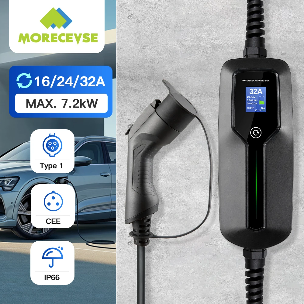 Morseats-Chargeur Portab EV Type 2 7KW 16/24/32A, Câble de Chargement de  Voiture pour Véhicule Électrique Commutable Longueur 6m IEC62196-2 Prise CEE  - AliExpress
