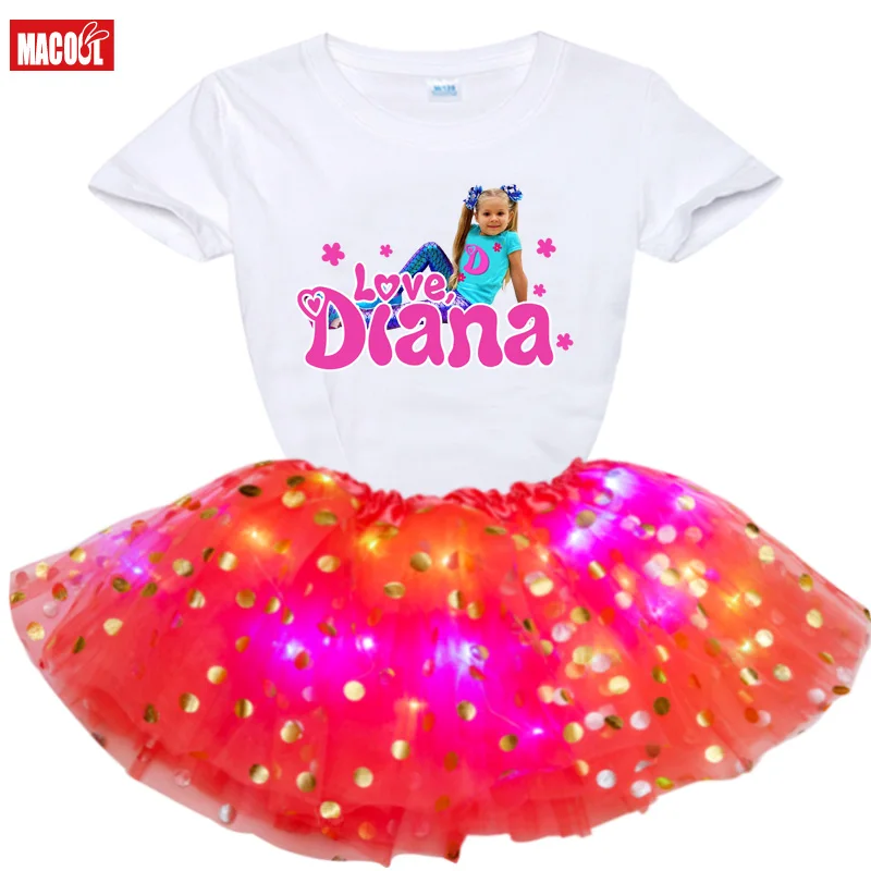 

2022 Girls Birthday Dress Sets Tutu Suit Party Casual Dress Summer Girls Short Sleeve T-shirt+tutu Skirt+Hairpin Suit 2-9 Years