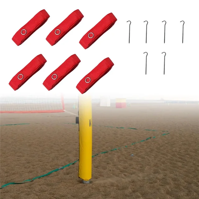 A28F-6Pcs Beach Volleyball Lines Equipment Portable Red Lines Marking Court Marker For Sand Training Beach Outdoor Sports 4