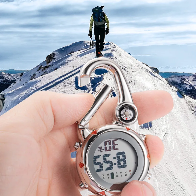 Multifunktionale Metall Bergsteigen Uhr Schlüsselbund FOB Taschenuhr Wanduhr Outdoor Bergsteigen Kompass Tragbare Werkzeug