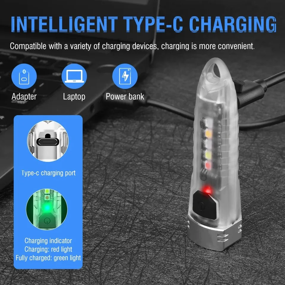 BORU V3 UV LED EDC Portachiavi Torcia Tipo-C Torcia da lavoro ricaricabile con magnete Lanterna tascabile da campeggio impermeabile  39