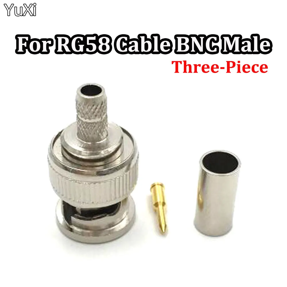 

YUXI 1Set BNC RF Connector For RG58 Cable BNC Male three-piece Monitoring Video Transmission Cable Connector