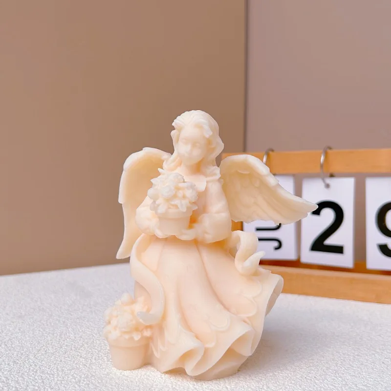 

3D Large Angel Candle Silicone Mold DIY Handmade Cute Angel Soap Plaster Candle Decoration Mold Party Candle Gift Making Tools