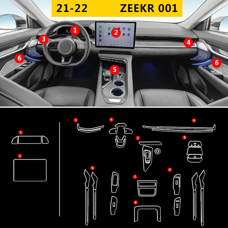 Für Geely Zeekr 001 Zubehör 2021-2024 Carbon Look Trim Auto Dashboard  Instrument Panel Dekorative Abdeckung Auto Innen - AliExpress