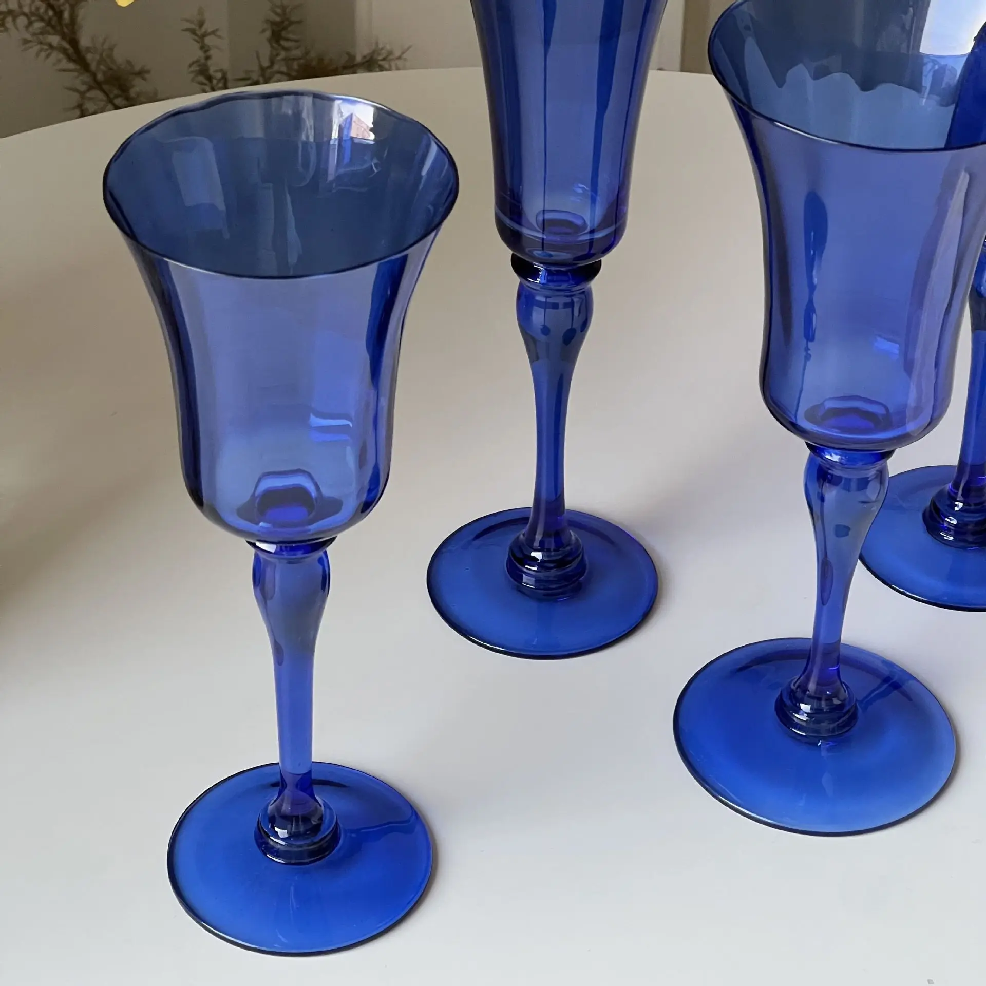 Medieval Cobalt Blue Goblet Household Color Red Wine Cup Champagne Glass Personalized Wine Glass Bar Home Decoration Party