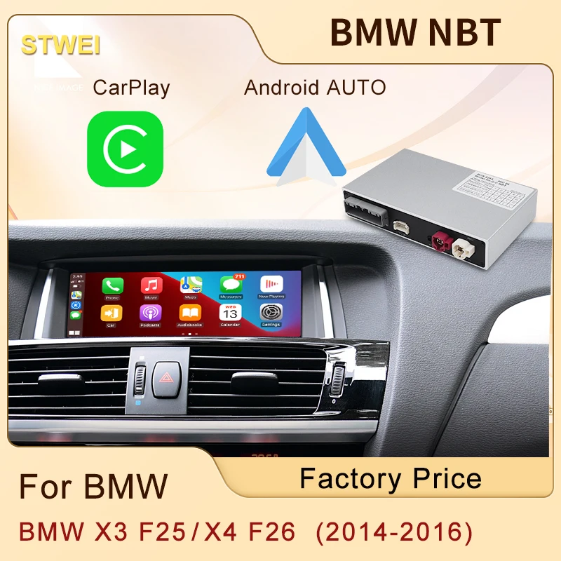 STWEI 무선 애플 카플레이 안드로이드 오토 박스, BMW NBT X3 F25 X4 F26 2014-2016, 자동차 라디오 플레이어, 미러 링크, 전면 후면 카메라