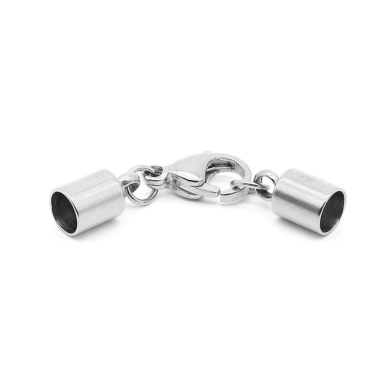 Stainless Steel End Lobster Claw Clasps Caps Extended Chain Jump Rings Jewelry Connector 6