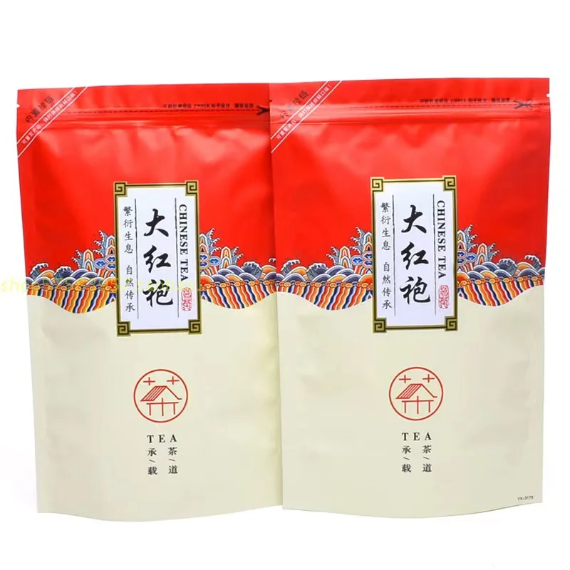 

250g/500g Chinese Big Red Robe Tea Set Zipper Bags Wuyi Da Hong Pao Oolong Tea Recyclable Sealing No Packing Bag