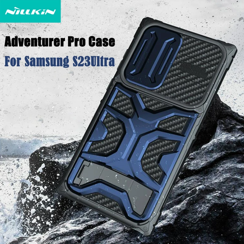 

NILLKIN Adventurer Pro Case For Samsung Galaxy S23 Ultra Case Slide Camera Cover For Samsung S23 Ultra With Hidden Phone Holder