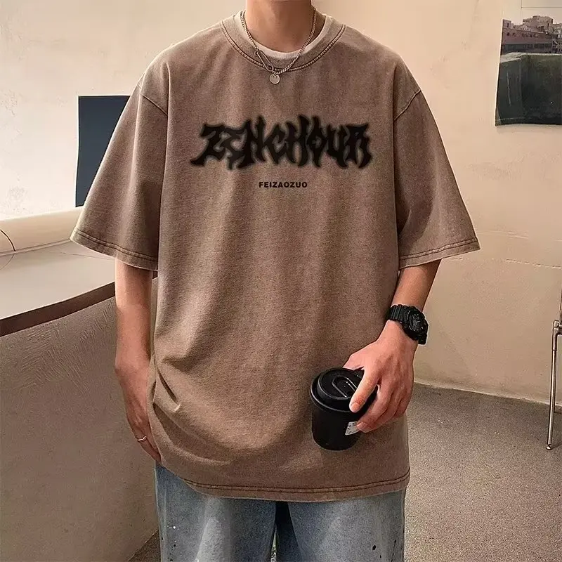 

Short Sleeved T-shirt Top Print Letter t shirts Y2k oversized Street Harajuku Gothic Style Top Summer New Loose O-Neck
