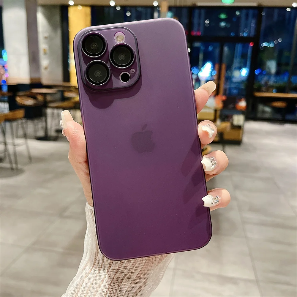 thumbnail image 1 of Ultra Thin Original Matte Slim PC Transparent Case For iPhone 15 14 13 12 11 Pro Max Plus Shockproof Camera Protection Cover, 1 of 5