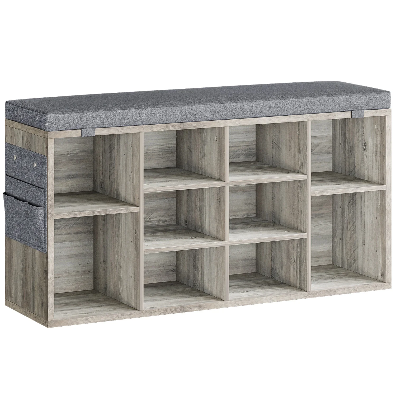 Schuhbank mit Kissen, Schuhaufbewahrungsbank mit 10 Fächern und verstellbaren Regalen, Eingangsbank für Schlafzimmer und Wohnzimmer – Detail 12