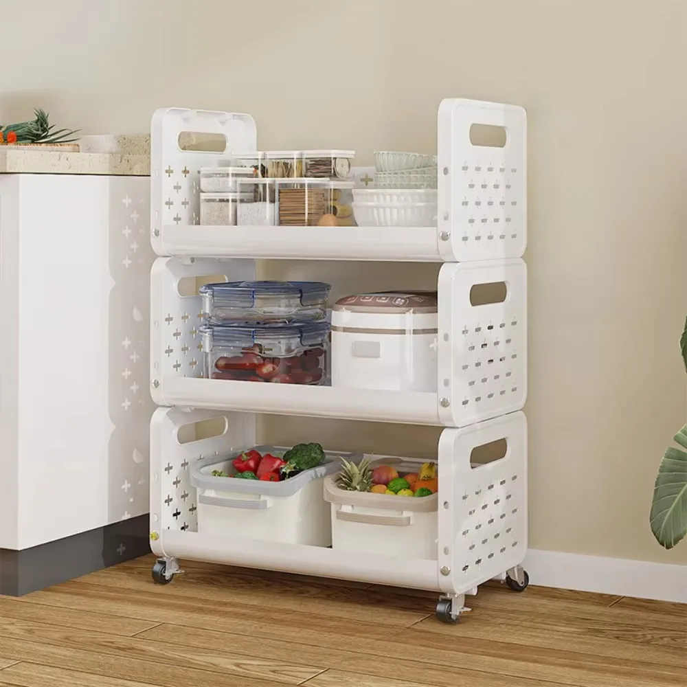 Kitchen Basket Storage Rack Multi-storey Floor Standing Moveble Trolley storage rack,rolling storage cart