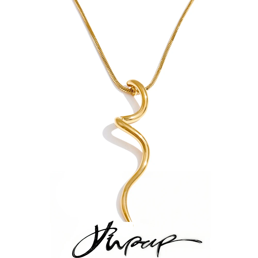 Yhpup Stainless Steel Irregular Pendant Collar Necklace
