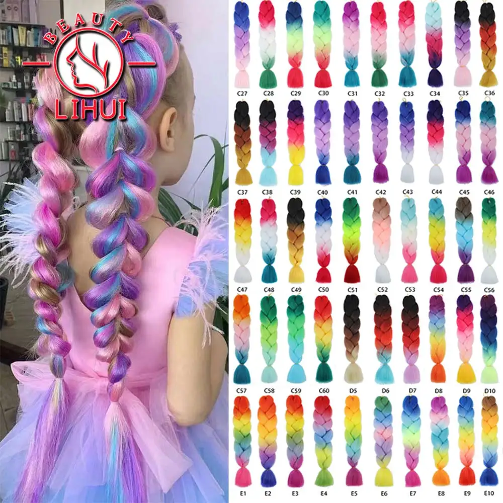 Lihui 24 Inch Jumbo Braids Extensions Synthetic Braiding Hair Afro Ombre Color kanekalon Hair for Children Braid 100g 10 inch pp cotton filter 100g 1