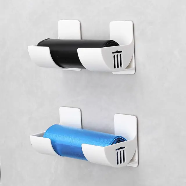 2/6PCS Wall Mounted Trash Bags Holder Garbage Bag Storage Box Organizer Plastic Bag Film Container Dispenser For Kitchen Shelf 3