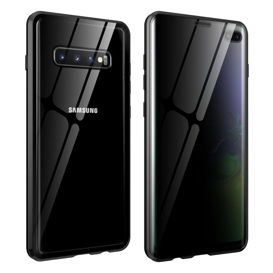 

Galaxy S10 Магнитный поглощающий металлический бампер чехол антишпионское конфиденциальное закаленное стекло Защита экрана для Samsung Galaxy S10 Plus