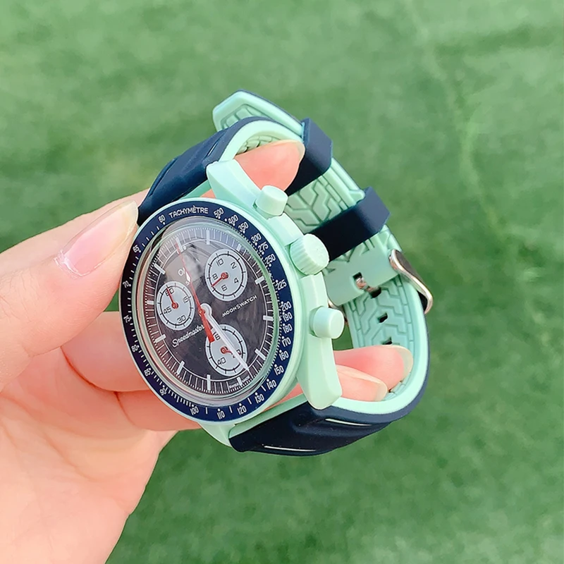 Universal Double Color Waterproof Sport Silicone Watch Strap, Quick Release Rubber Band, Unisex Bracelet