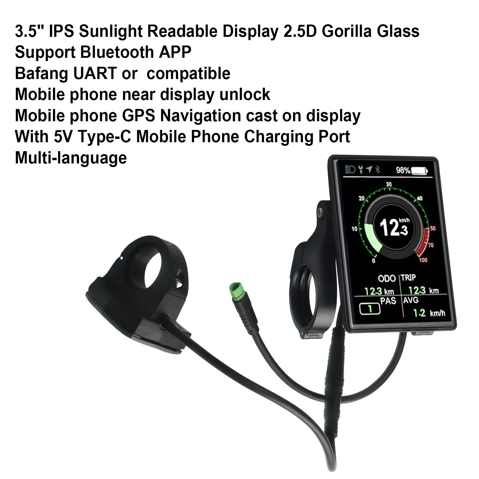 

Hot Sale New Practical Ebike Display E-bike Accessories Electric Bicycle Parts For Bafang MidDrive Motor Support BluetoothAPP