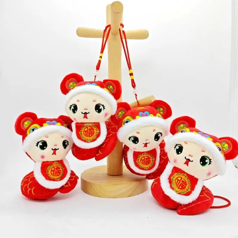N1HB Snake Stuffed Plush Toy Backpack Charm Pendant Snake Year Mascots Plush Toy