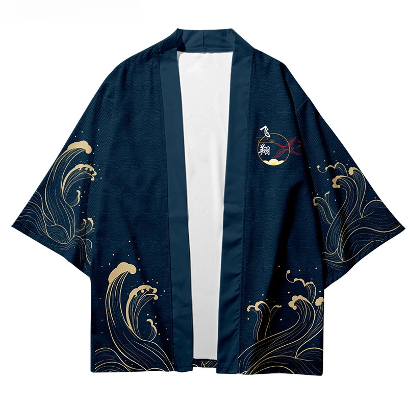 Streetwear for Men and Women Harajuku Tops Beachwear Chinese Anime Characters Japanese Kimonos Cardigans Capes Ponchos