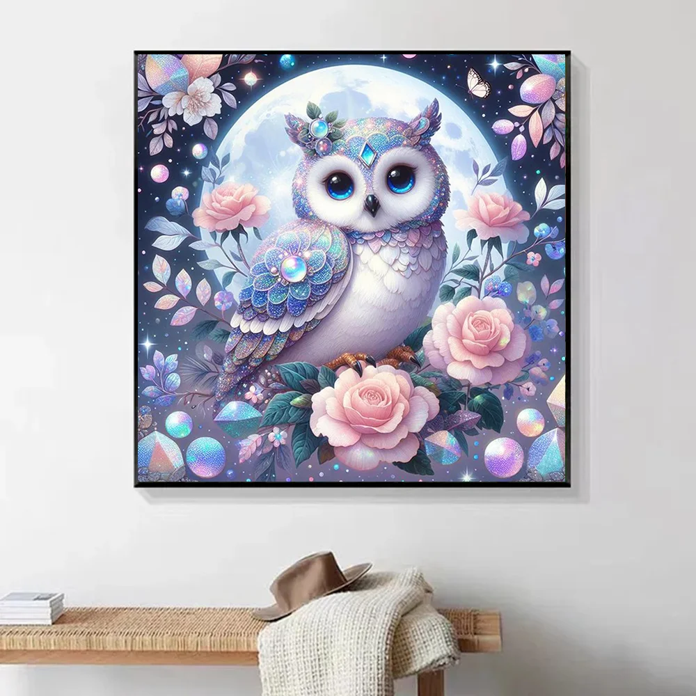 Diamond painting HUACAN diamond mosaic animal owl full square round drill embroidery flower decorative paintings