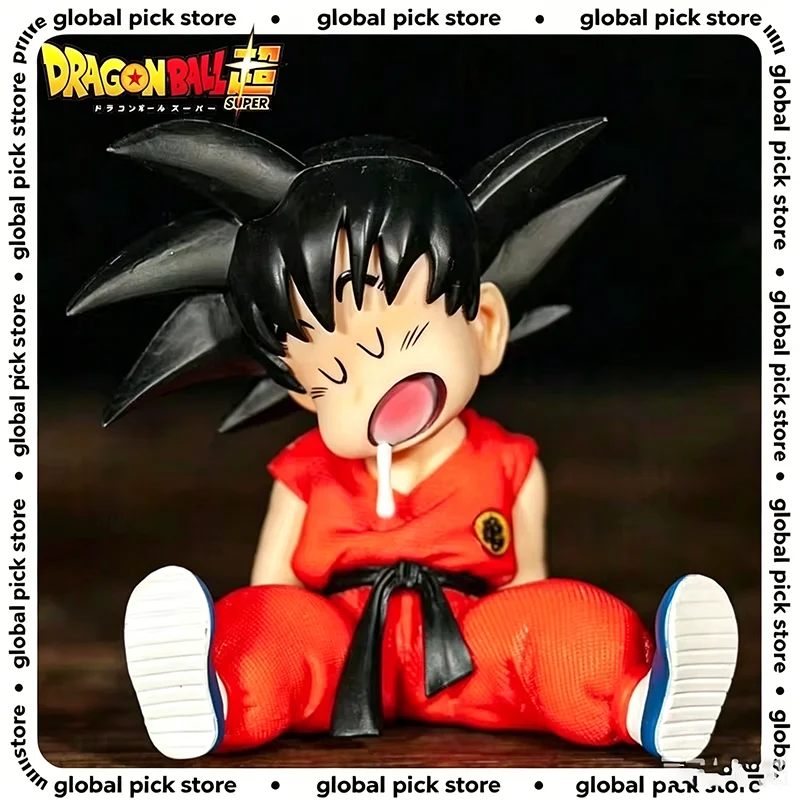 Anime Dragon Ball Mini Goku Schlaffigkeitsfigur mit Sabber-Schlafszene – Anime-Peripherieartikel, Desktop-Deko-Statue für Anime-Fans, Spielzeuggeschenke