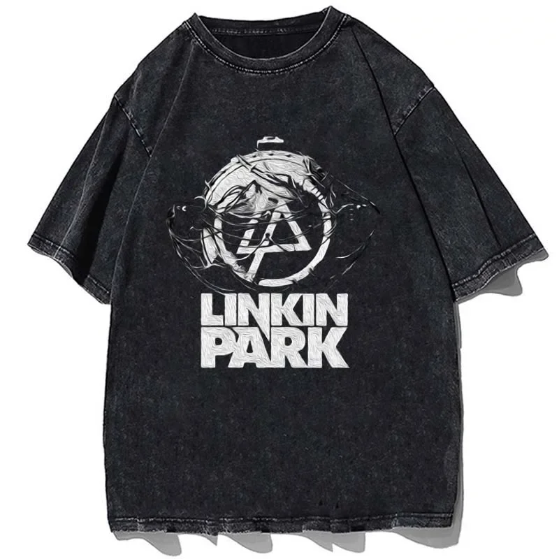 

Футболка Linkin Park Graphic мужская оверсайз, хлопковая тенниска с круглым вырезом, повседневный топ свободного покроя, уличная одежда, на лето