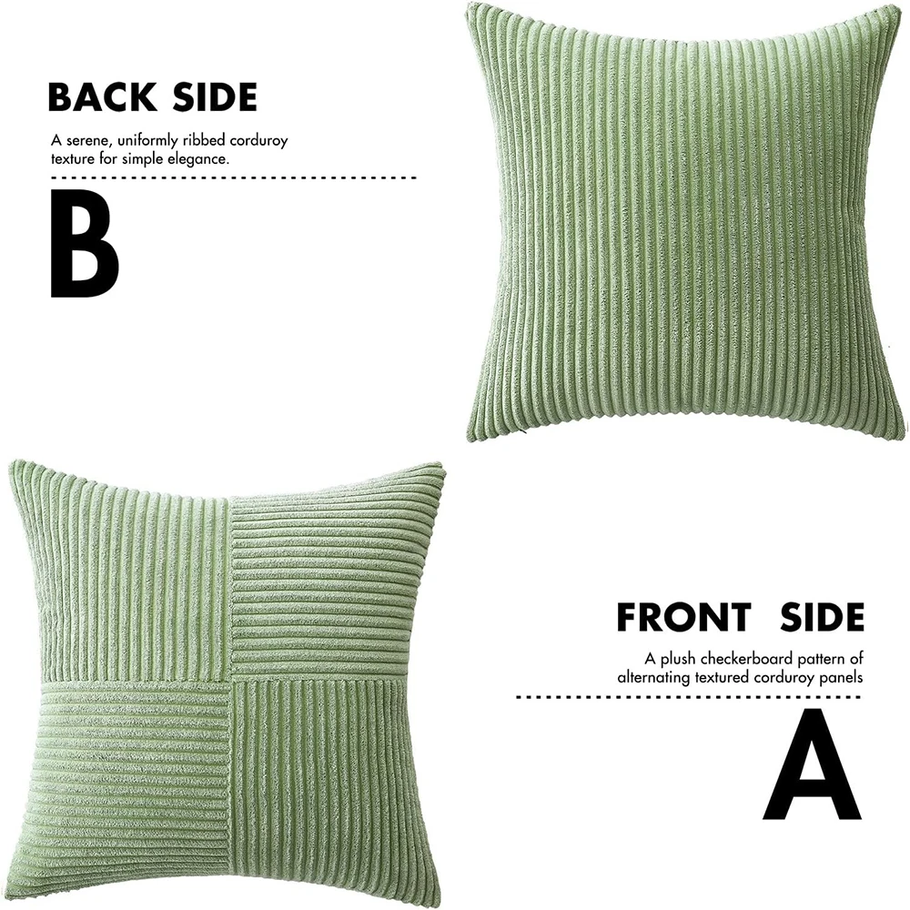 Throw Pillows Cover 18x18 Inch Grey Blue Corduroy Striped Square Pillow Case Western Modern Cushion Cover for Couch Sofa Bedroom 6