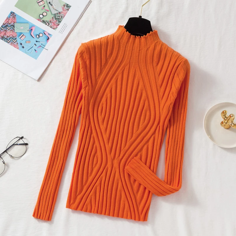 brown sweater AOSSVIAO 2022 Knitted Women high neck Sweater Pullovers Turtleneck Autumn Winter Basic Women Sweaters Slim Fit Black black cardigan Sweaters