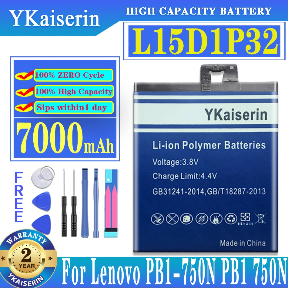 

YKaiserin NEW Tablet Battery For Lenovo Tab3 Tab 3 8 Plus TB-8703F 8703N 8703X 8703 PB1-750N PB1 750N L15D1P32 7000mAh