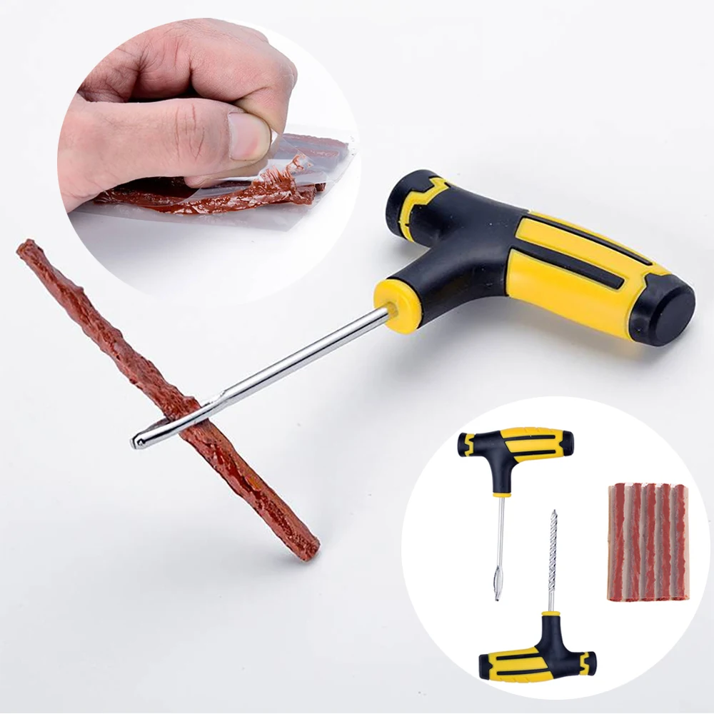Car Tire Repair Kit Auto Bike Tubeless Tire Puncture Kit Motorcycle Tire Repair Tool Kit Rubber