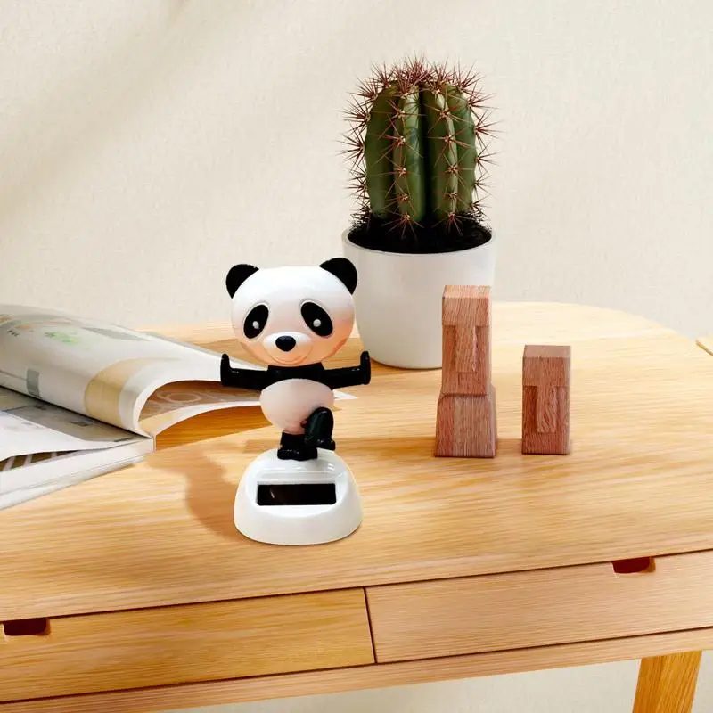 Cartoon Panda Doll Creative Shaking His Head Car Interior Decoration Accessory Solar powered shaking head ornaments, solar kimono doll ornament