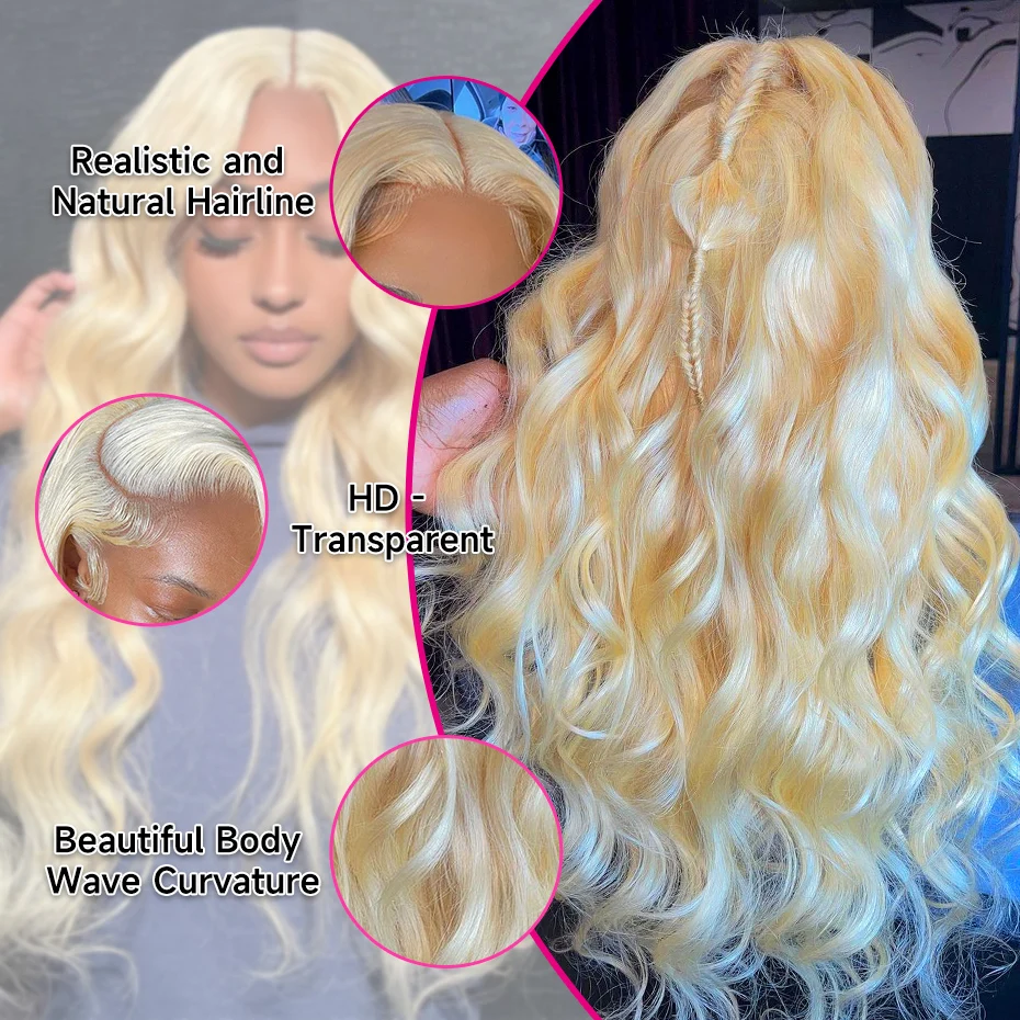 30 36 40 Inch 613 Blonde Wig 250 Density 13x6 HD Lace Frontal Human Hair Wigs Body Wave 13x4 HD Lace Front Wig For Black Women