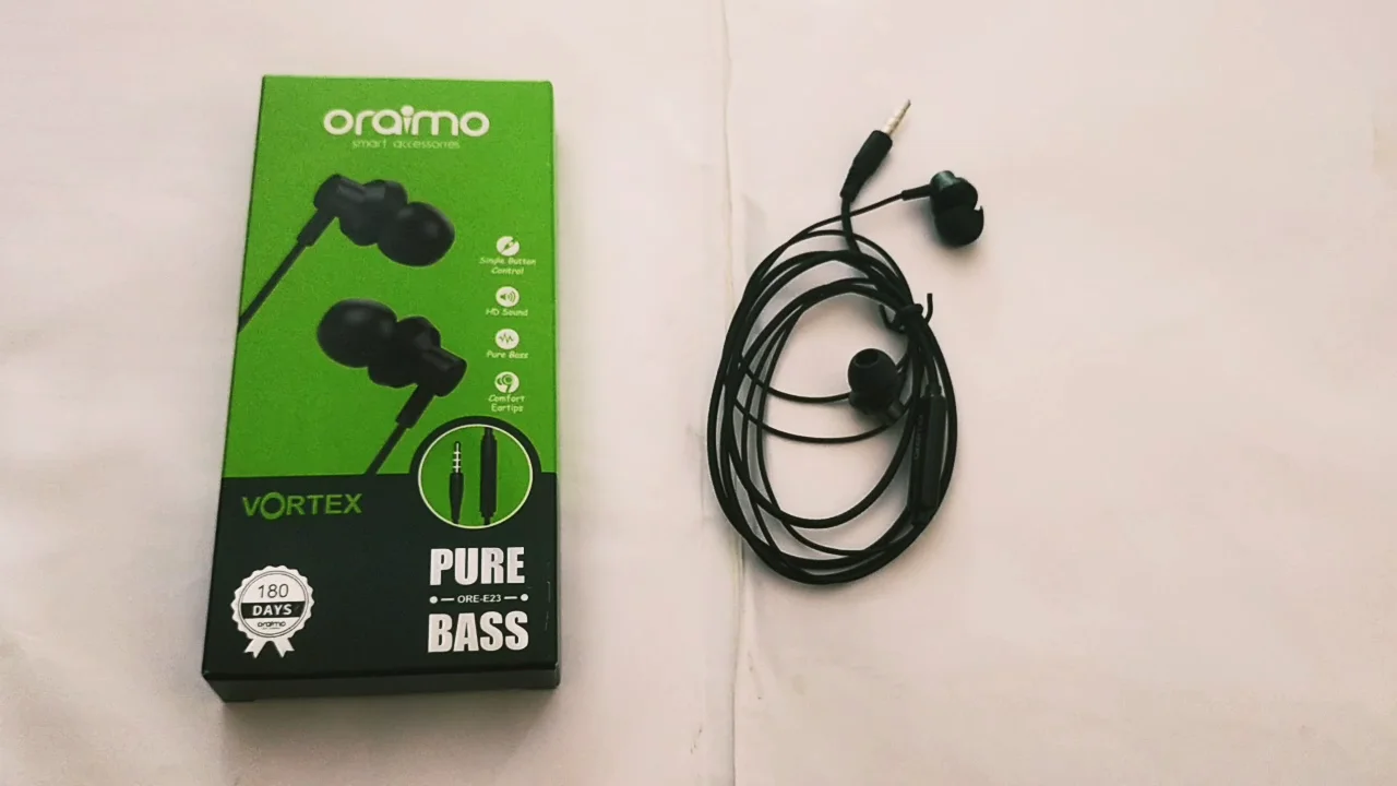 Earphone- Oraimo Vortex ORE-E23 Pure Bass In Ear Earphone (DOEAR-1