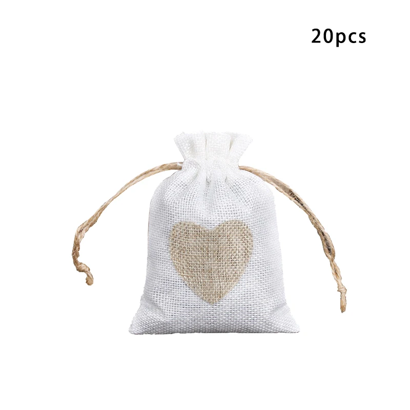 Sacchettini Portagioie In Lino E Iuta Con Coulisse – 9x12 Cm, Set Da 20, Design Cartoon Coniglietto Per Matrimoni E Feste - 4
