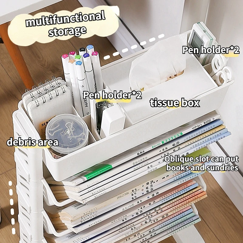 Removable Multi-Layer Desk Side Simple Floor-To-Ceiling Bookshelves Magazine Racks Office File Racks Kitchen Clutter Trolleys