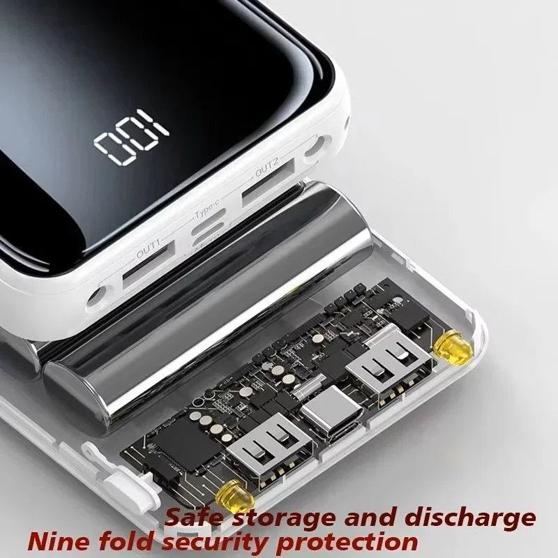 4-wire Power Bank, 20000mAh, Large Capacity Fast Charging Ultra-thin, Suitable for Mobile Phones, Universal Mobile Power Supply 6