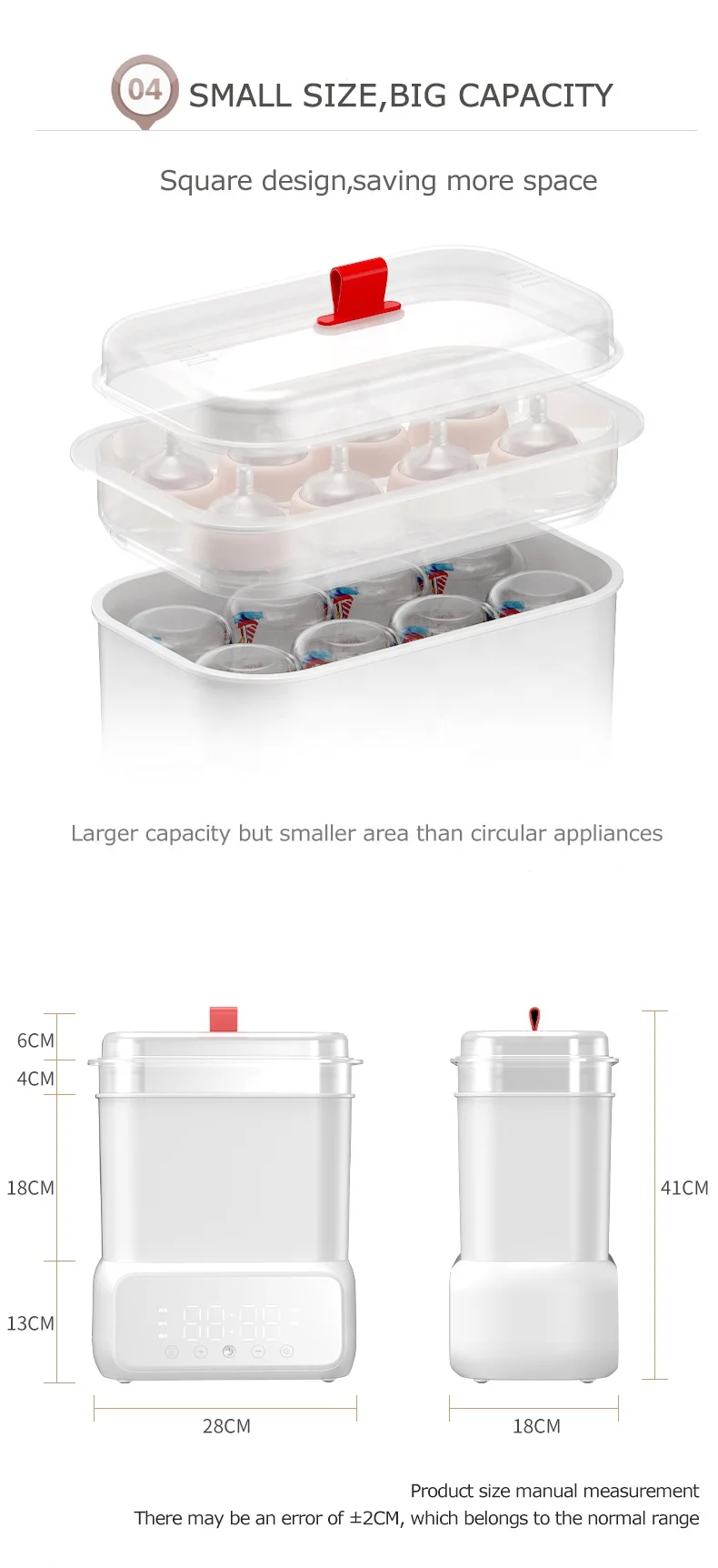 Efficient heat adjustable temperature steam 6-in-1 babies pacifier steam and dry sterilizer baby bottle warmer steralizer