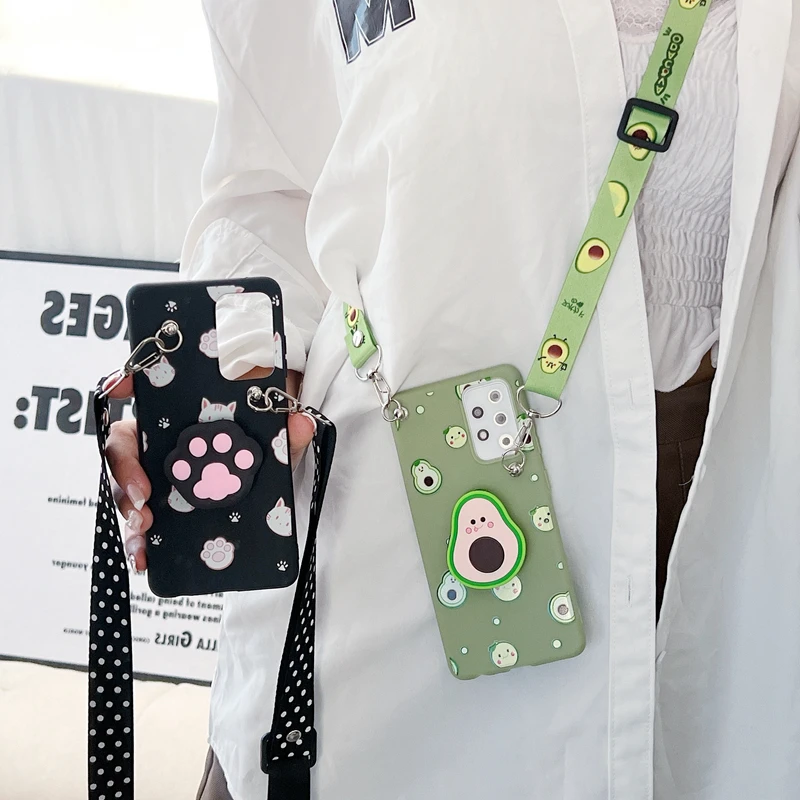 Custodia Per Telefono Con Cinturino Per Cordino A Tracolla 3D Cartoon Per Xiaomi Mi 11 Lite 11T Pro 10T Note 10 Pro A3 A2 Mi 8 Mi 9 Se Lite Cover