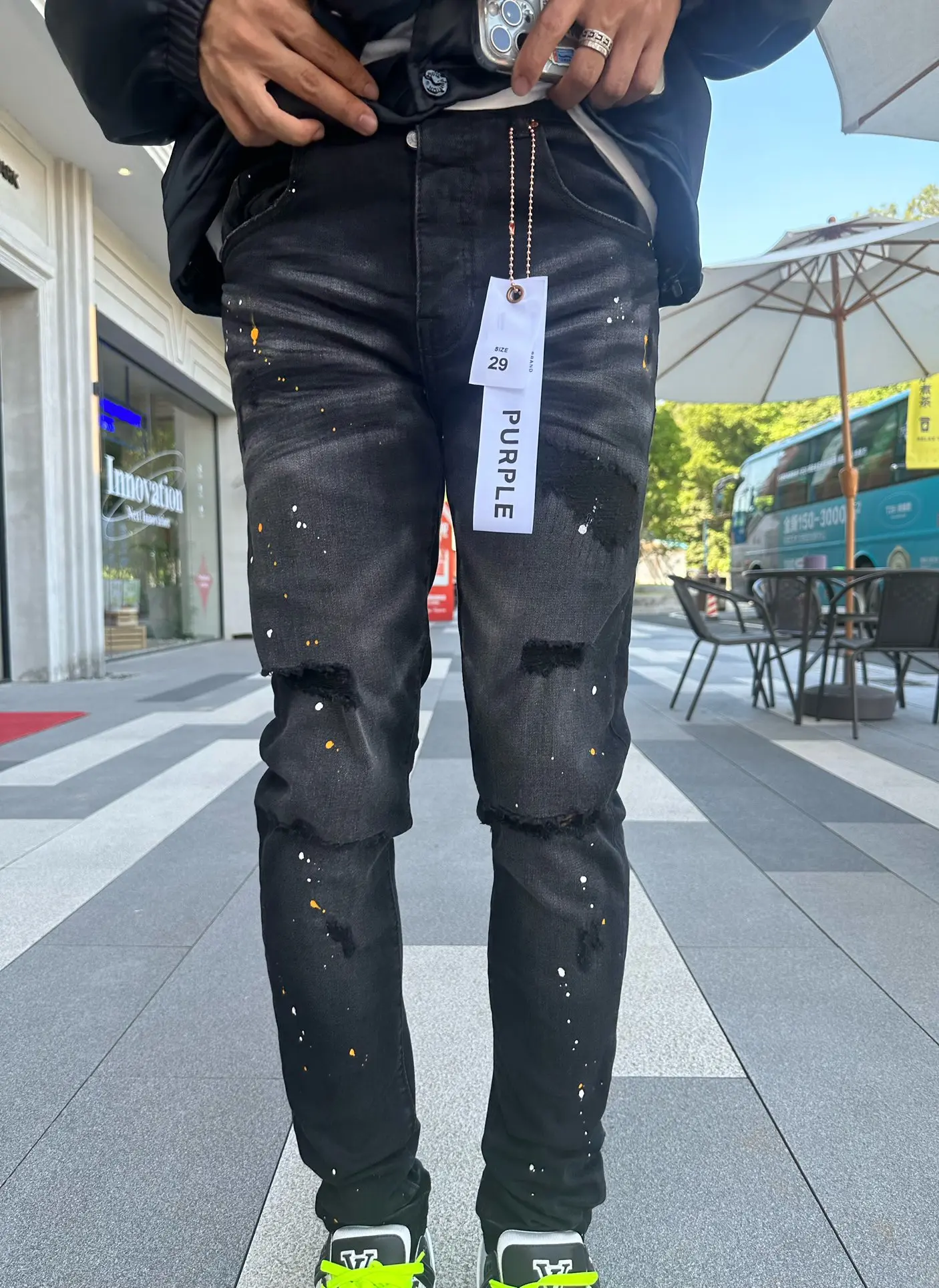 

mens designer denim jeans skinny Ripped Distressed Slim Fit Destroyed Stretch Pants destroyed Pants streetwear Trousers