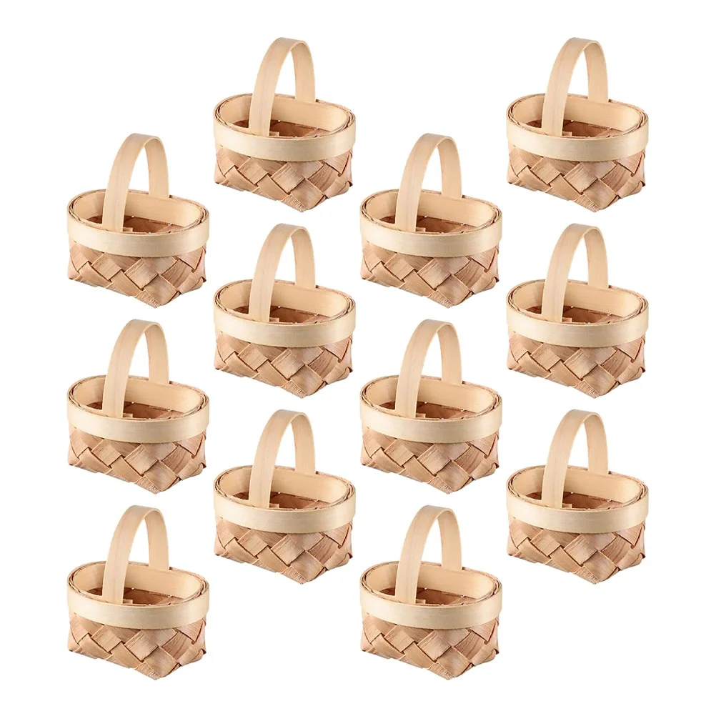 

Manual Woven Mini Baskets Small Wicker Candy Baskets Handheld Flower Basket Sundries Storage Containers Picnic Party Favor