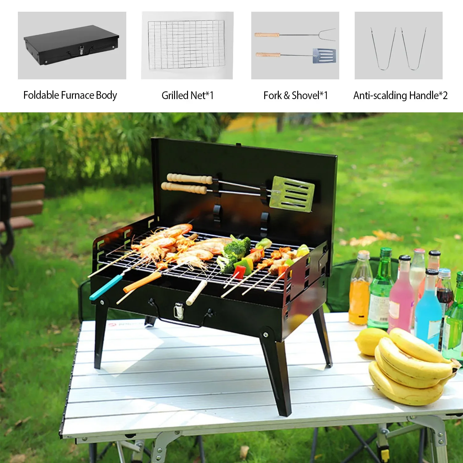 16.7x10x17.7in Portable Charcoal Grill 5