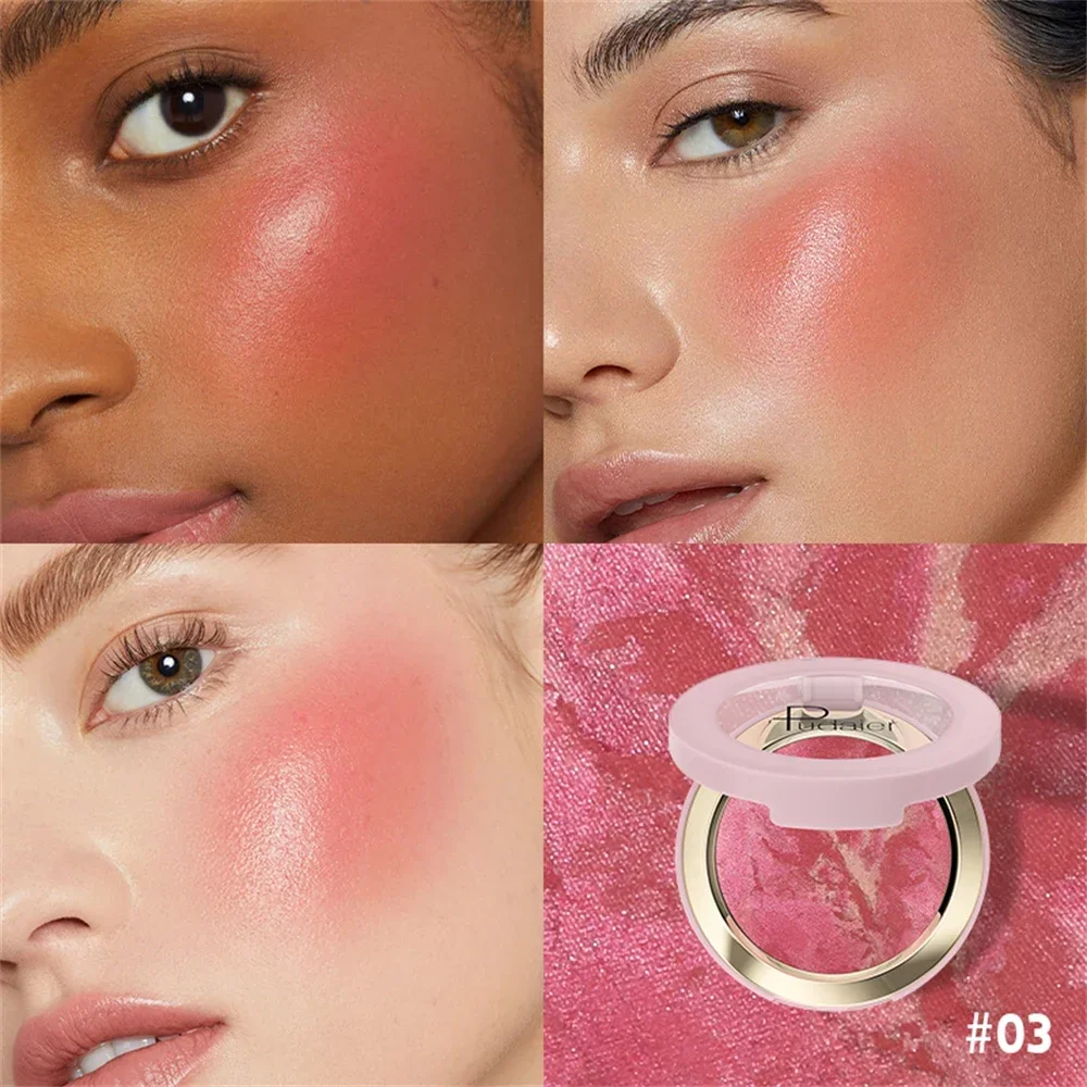 8 Colors Shimmer Blush Marble Baked Rouge Long-lasting Waterproof Matte Concealer Highlighter Blush Suitable for Valentine's Day 4