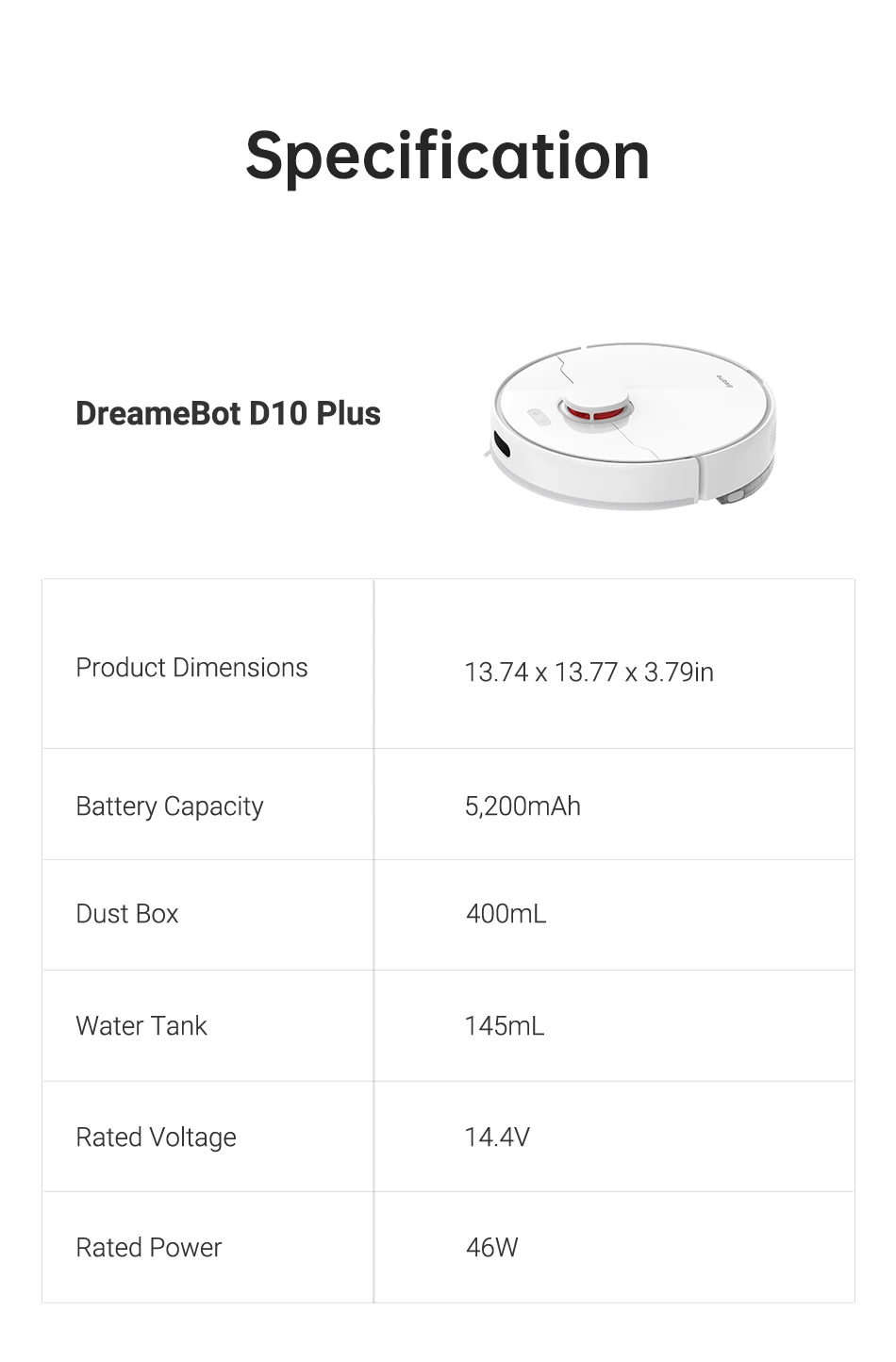 Dreame D10 Plus Robotic Vacuum Cleaner & Mop, Lidar, Self Emptying