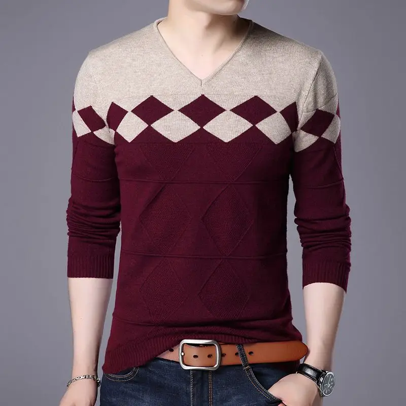 Autumn Winter KPOP Fashion Style Harajuku Slim Fit Tops Loose Casual All Match Knitwear Insert V Neck Thick Long Sleeve Sweaters