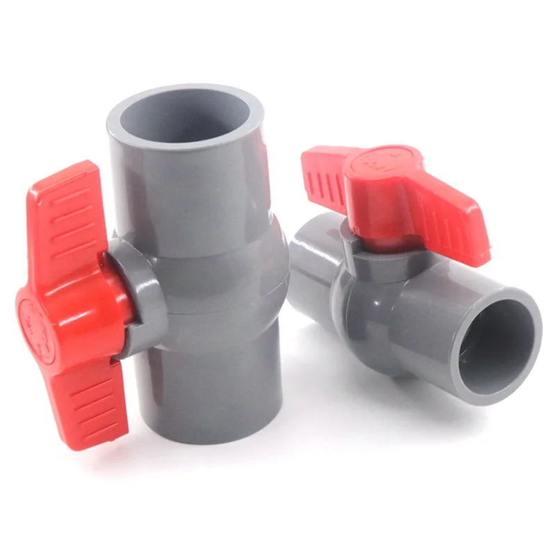 1pc 1/2"~2" Thread and Socket Type Grey PVC Ball Valve Garden Irrigation Fittings Aquarium Fish Tank Switch Ball Valve