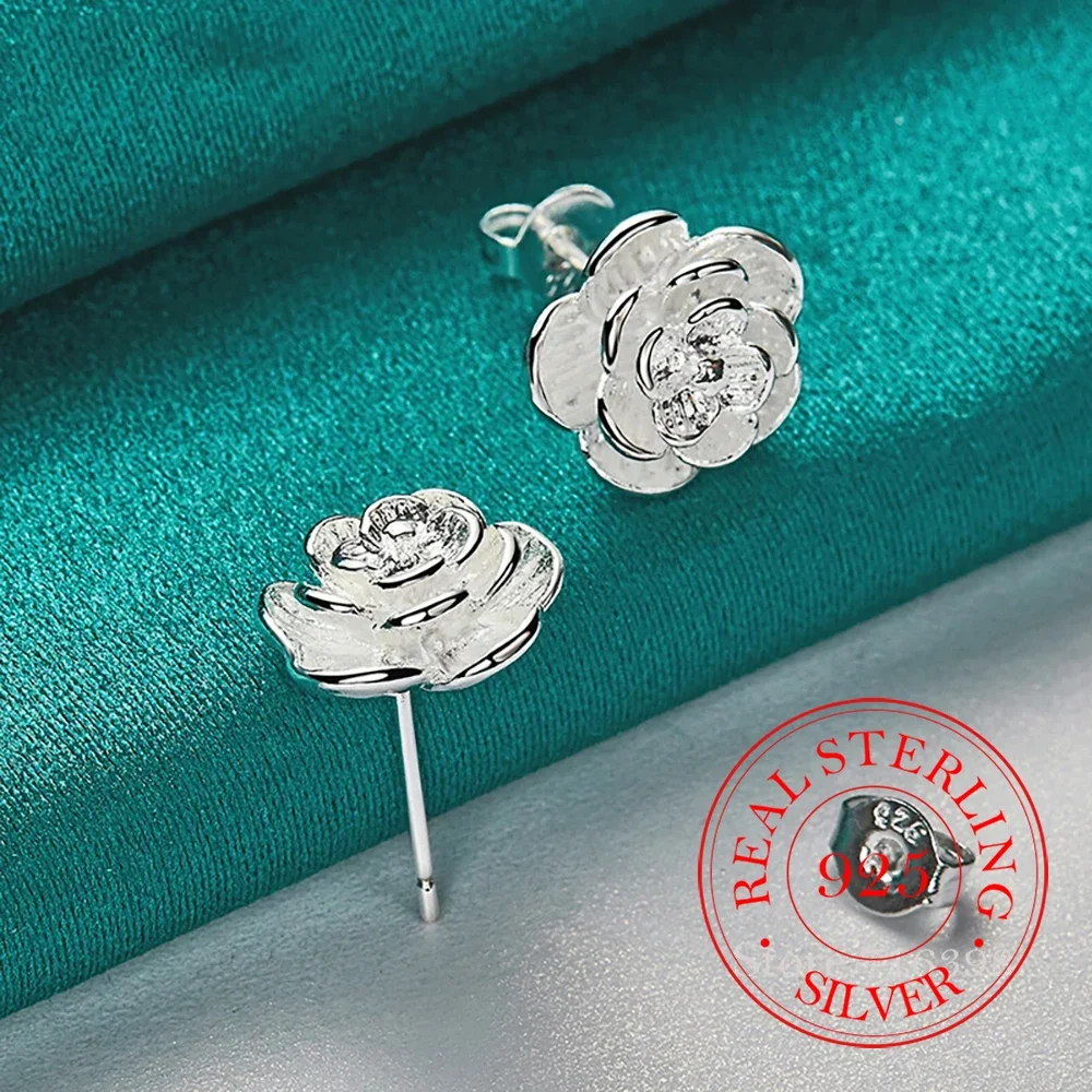 30pcs-S028 Jewelry Gold Silver Rose Flat Subulate Stud Earrings Jewery